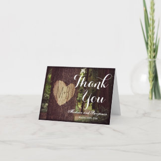 Cartes de remerciement de mariage en forme de cœur