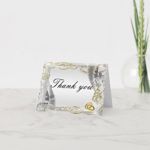 Cartes de remerciement de mariage en or avec coeur