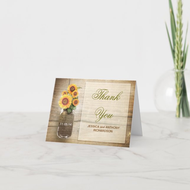 cartes de remerciement de mariage en pot de maçon  (Devant)