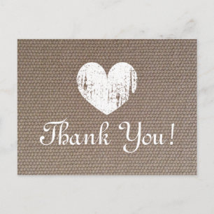 Cartes de remerciement de mariage en toile de jute