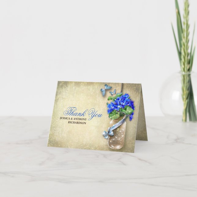 cartes de remerciement de mariage en toile de jute (Devant)