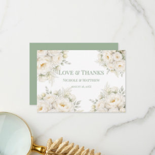 Cartes de remerciement de mariage florales tout en