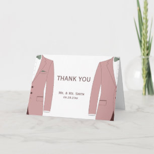 Cartes de remerciement de mariage gay rose et saug