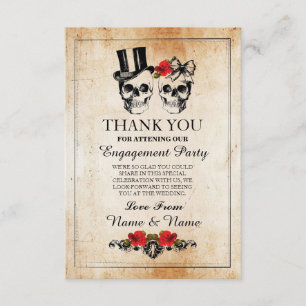 Cartes de remerciement de mariage Halloween crânes