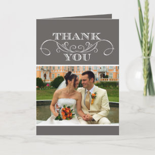 Cartes de remerciement de mariage Modern Grey Swir