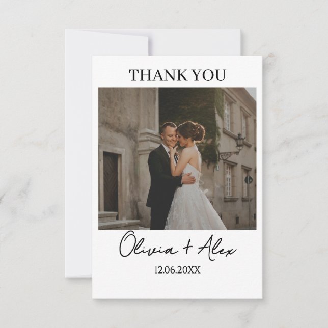 Cartes de remerciement de mariage modernes simples (Devant)