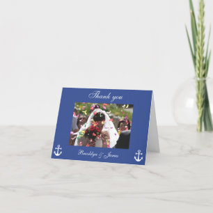Cartes de remerciement de mariage nautique bleu av