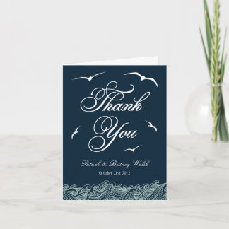 Cartes de remerciement de mariage nautique bleu ma