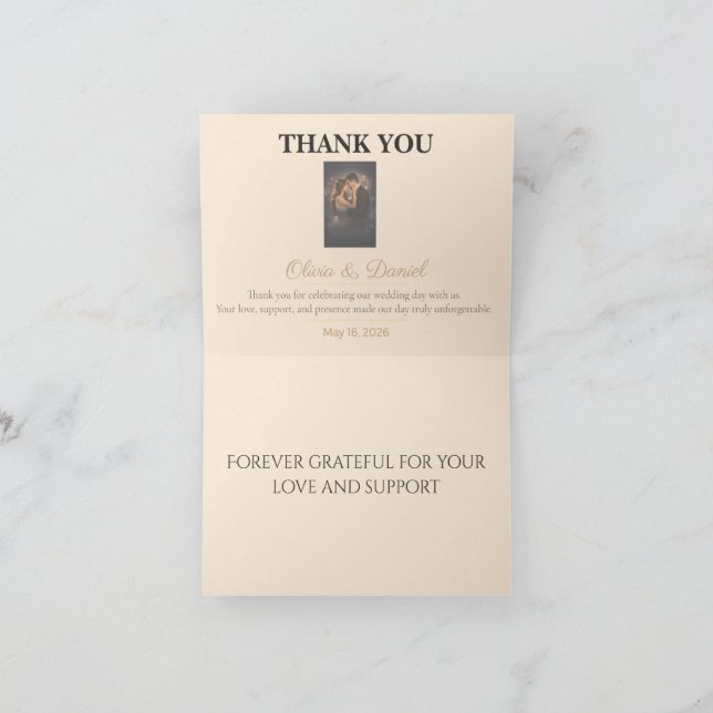 Cartes de remerciement de mariage | Notes élégante (Intérieur)
