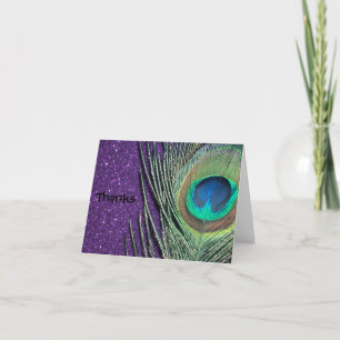 Cartes de remerciement de mariage Paon Violet Pail