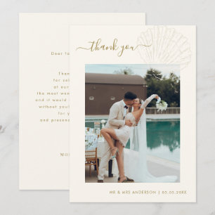 Cartes de remerciement de mariage photo coquillage