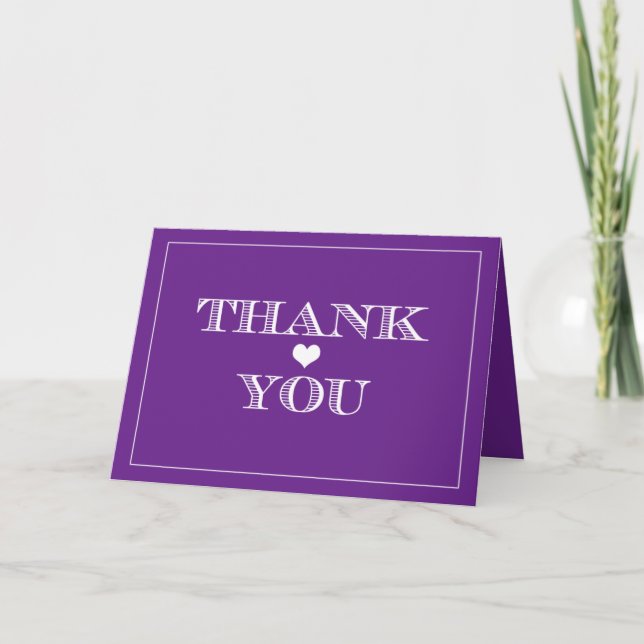 Cartes de remerciement de mariage Purple Cute Hear (Devant)
