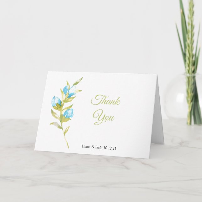 Cartes de remerciement de mariage Rose Bouquet Ble (Devant)