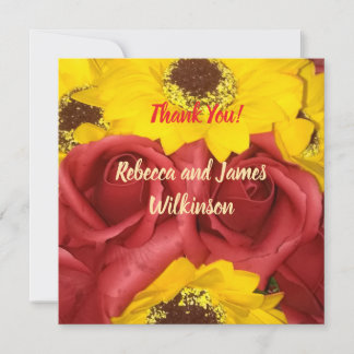 Cartes de remerciement de mariage roses rouges tou