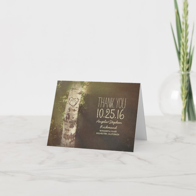 cartes de remerciement de mariage rustique à la ca (Devant)