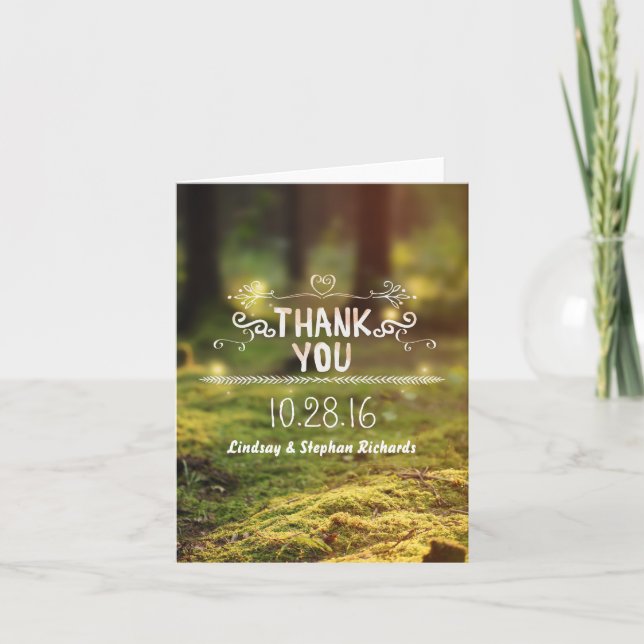 Cartes de remerciement de mariage rustique de bois (Devant)