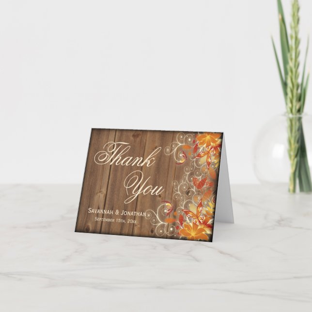 Cartes de remerciement de mariage rustique floral  (Devant)