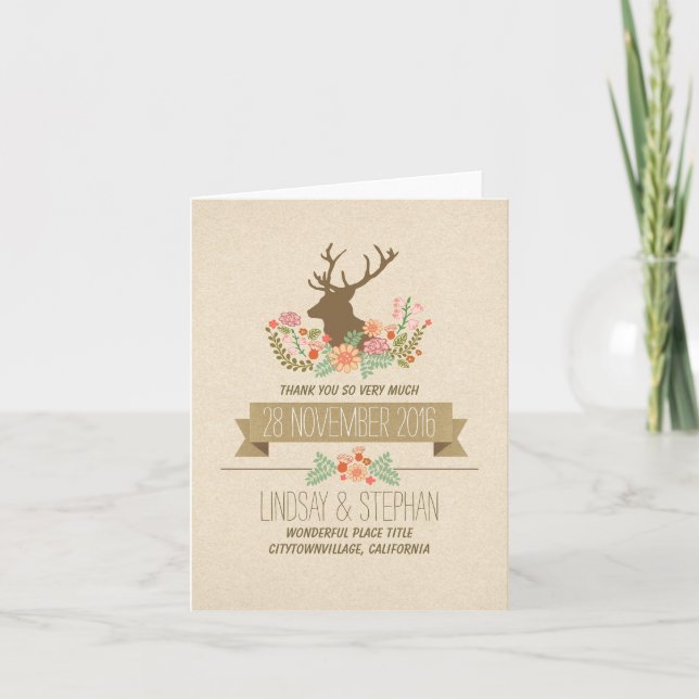 Cartes de remerciement de mariage rustique pour pa (Devant)