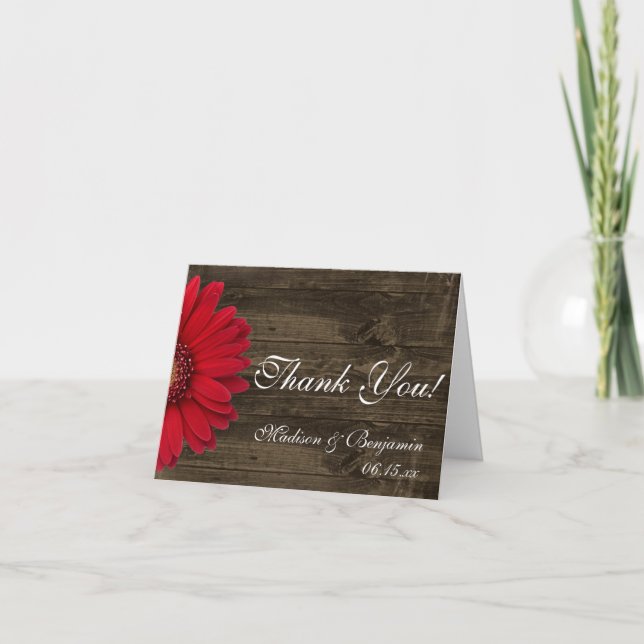 Cartes de remerciement de mariage rustiques à fleu (Devant)