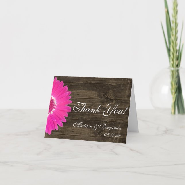 Cartes de remerciement de mariage rustiques à marg (Devant)