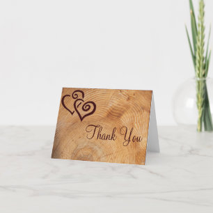 Cartes de remerciement de mariage rustiques en boi