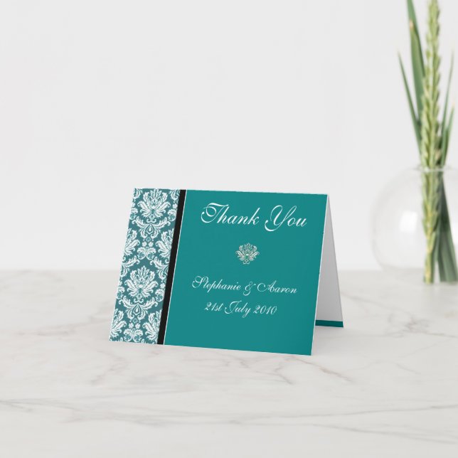 Cartes de remerciement de mariage sarcelle (Devant)