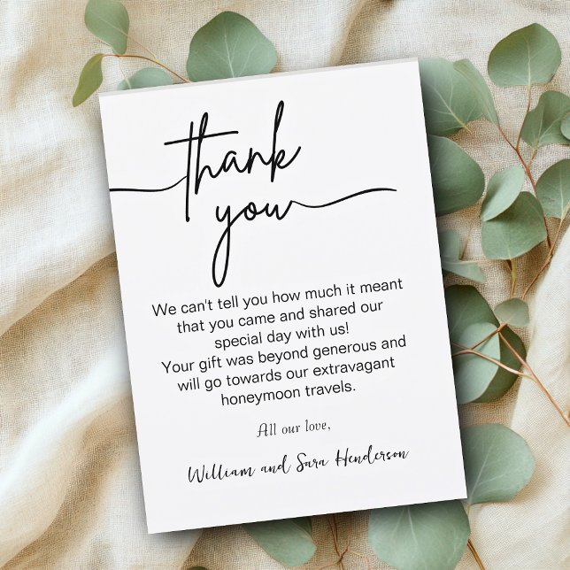 Cartes de remerciement de mariage Script de remerc (Thank You Script Wedding Thank You Postcards)