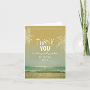 Cartes de remerciement de mariage sur la plage ave