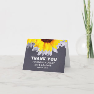 Cartes de remerciement de mariage tournesol sunflw