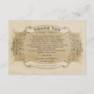 Cartes de remerciement de mariage vintage chic