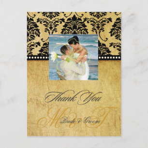 Cartes de remerciement de mariage vintage damassé,