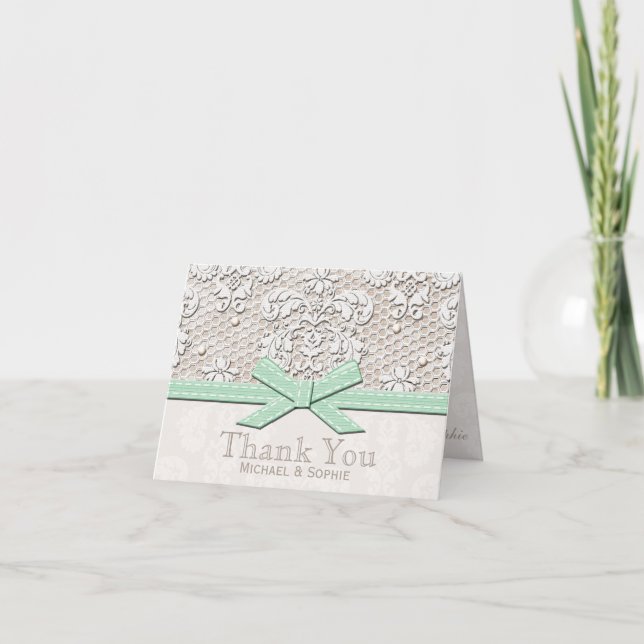 Cartes de remerciement de mariage Vintage Lace Pea (Devant)