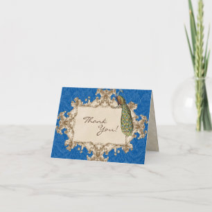 Cartes de remerciement de mariage vintage Paon et 