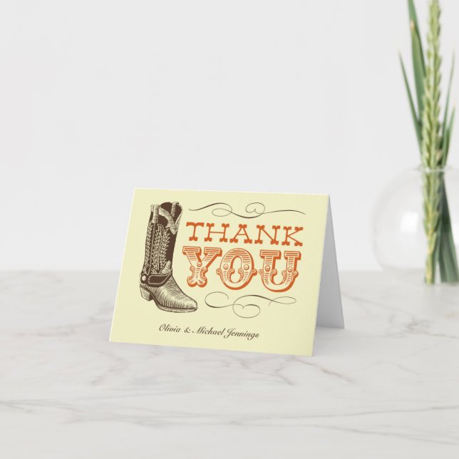 Cartes de remerciement de mariage western (Devant)