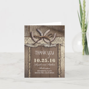 Cartes de remerciement de mariage western fer à ch