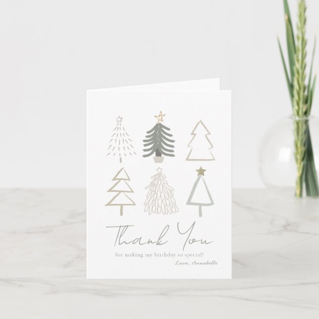 Cartes de remerciement de Noël Boho Green pour ann (Devant)