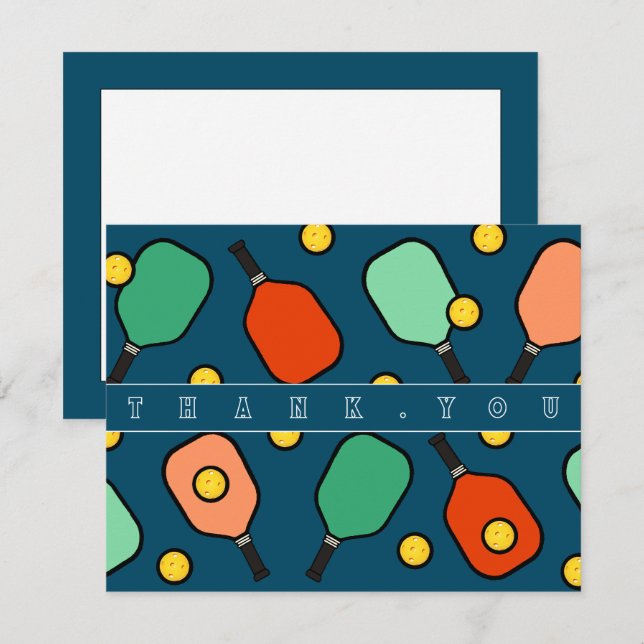 Cartes de remerciement de pickleball (Devant / Derrière)
