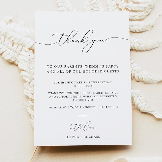 Cartes de remerciement de table de mariage minimal (Créateur téléchargé)