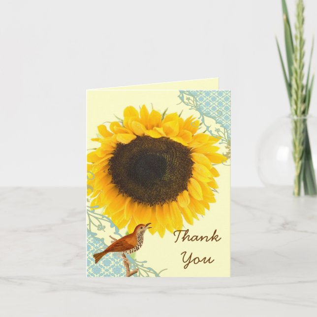 Cartes de remerciement de tournesol (Devant)