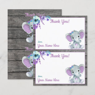 Cartes de remerciement éléphant fille de douche De