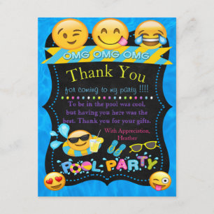 Cartes de remerciement Emoji Pool Party
