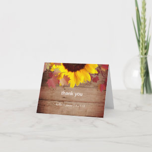 Cartes de remerciement en bois de grange tournesol