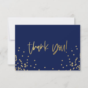 Cartes de remerciement en confettis bleu marine et