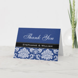 Cartes de remerciement en Damas bleu pour mariage
