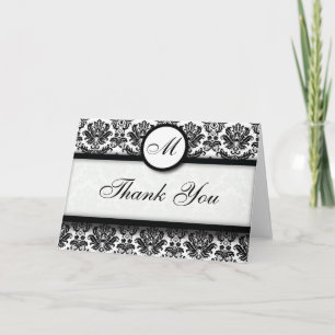 Cartes de remerciement en Damas noir et blanc