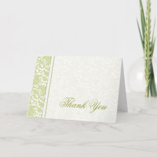 Cartes de remerciement en damas vert unique