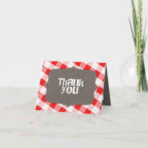 Cartes de remerciement en toile à carreaux rouges