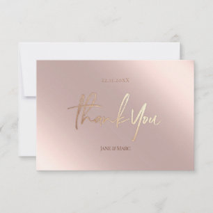 Cartes de Remerciement Faux Feuille Rosegold Rose