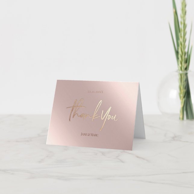 Cartes de remerciement Faux Foil Rosegold (Devant)