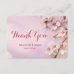 Cartes de remerciement Fleur de cerisier rose rond